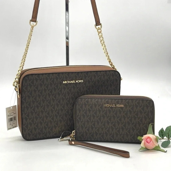 Michael Kors Large EW Crossbody Bag & Phone Case Wallet Wristlet - Picture 1 of 9